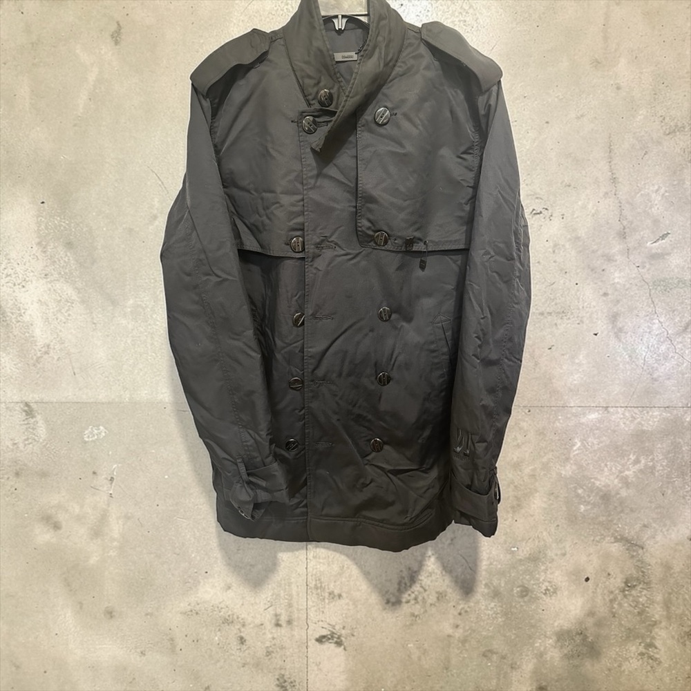 Men's Charcoal Double-Breasted Military Jacket